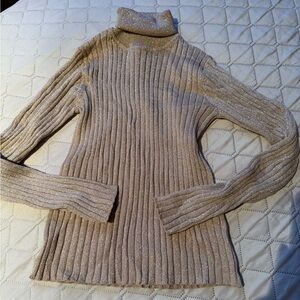 Zara Girls Glitter Turtleneck top dark beige Size 8